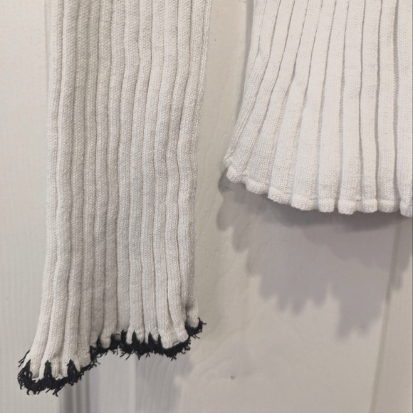 NIC+ZOE white cotton Blend black button closure ribbed Cardigan sweater plus XXL - Picture 3 of 9